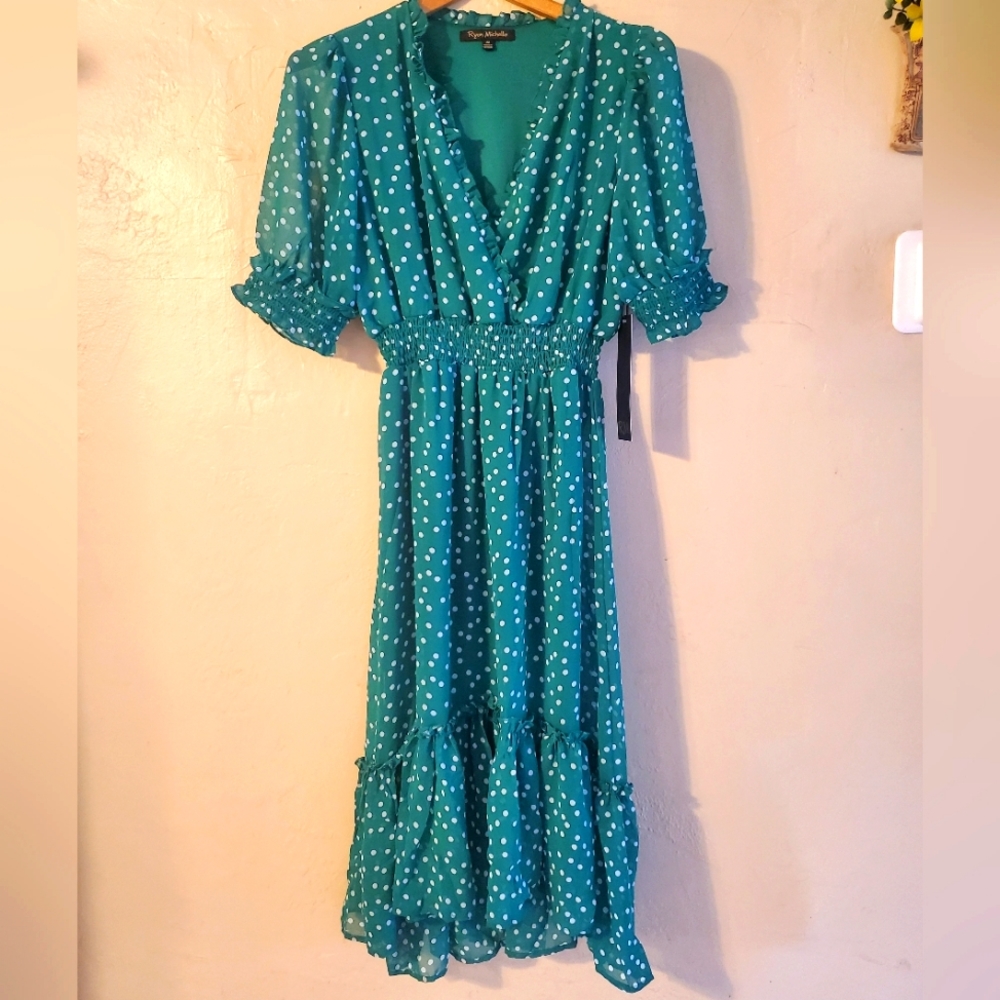 Green Polka Dotted Sheer Dress